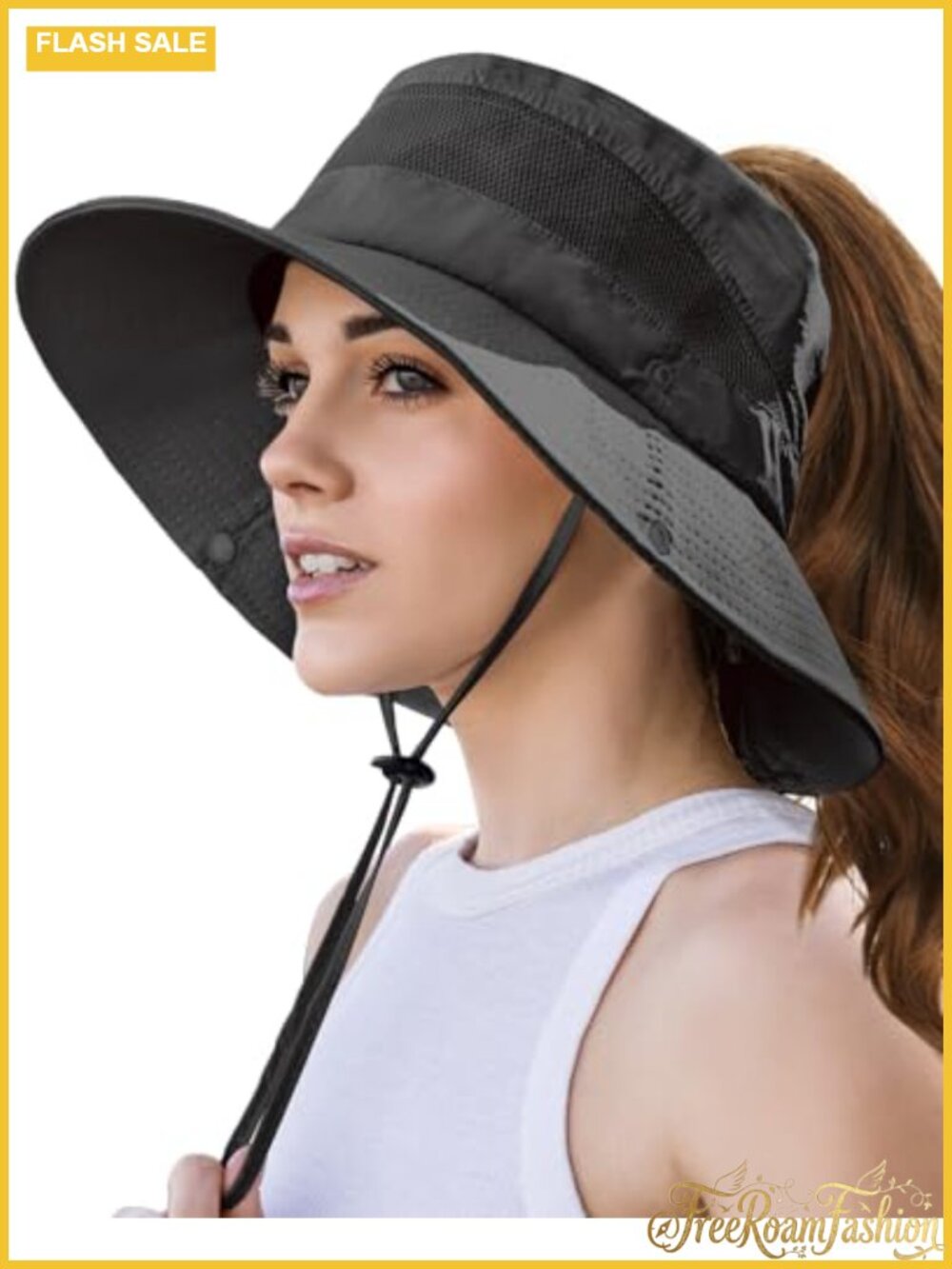 Women's UPF 50+ Waterproof Ponytail Sun Bucket Hat Hiking Fishing